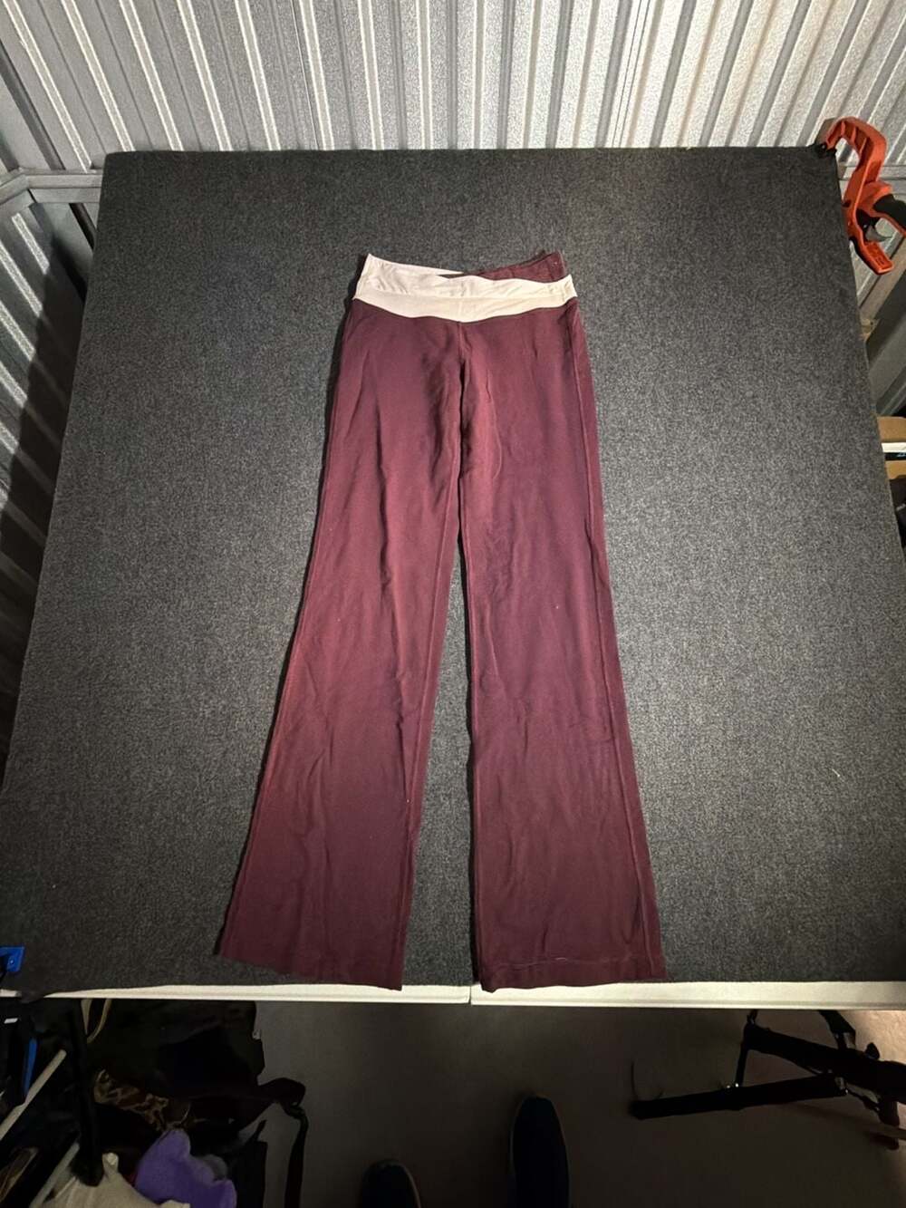 Lululemon Women's Burgundy Fold-Over Waist Flare Yoga Pants